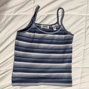 Vintage Q&A Women's Blue & White Striped Camisole